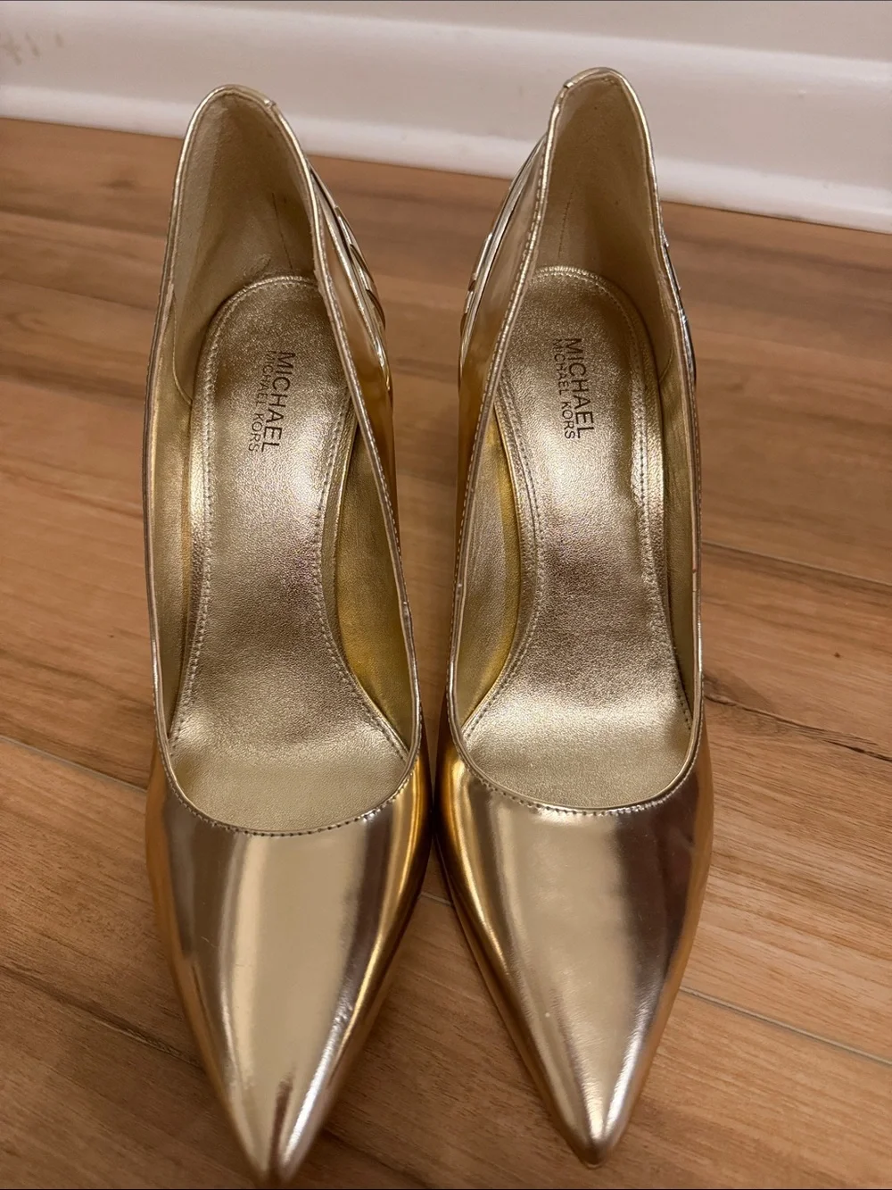 #318. Michael Kors Metallic Gold Pointed Stiletto Heels